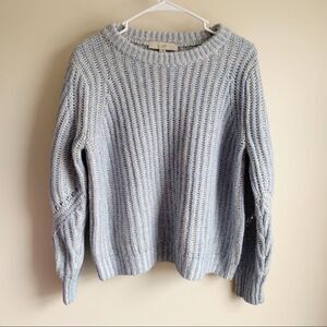 Loft Blue Slouchy Chunky Knit Mohair Wool Sweater